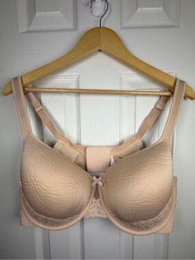 Deesse Lingerie Nude Full Coverage T-Shirt Bra 44DD Underwire Lace Plus Size